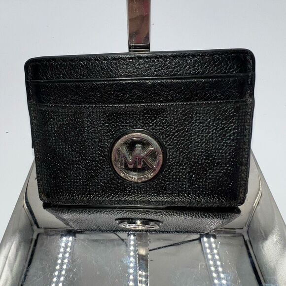 Michael Kors Black Leather Card Case - Picture 1 of 5